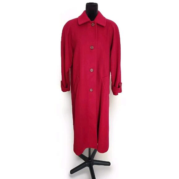 Vintage Jones NY Oversized Full Lenght Wool Overcoat Raspberry No Size Tag EUC - Picture 2 of 8